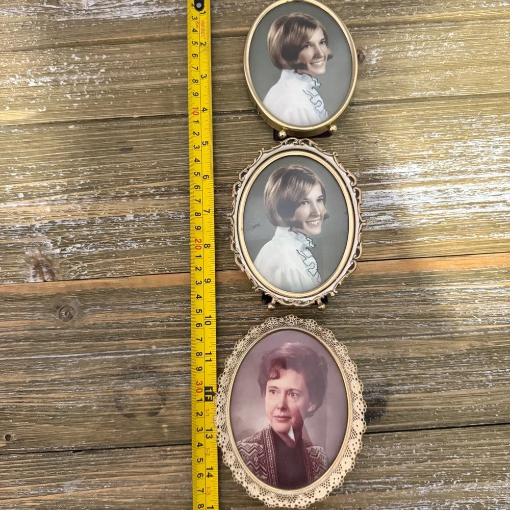 Vintage Mid Century Ornate Gold Oval Picture Frames Set of 3 Filigree Scrolled